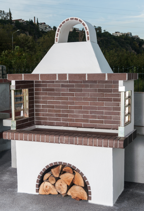 Code 0102 - Gemauerter Grill – Gartengrill mit braunem Feuerstein