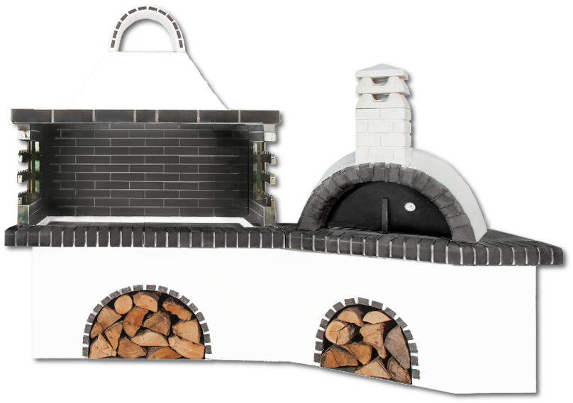 Code 0223 Gartengrill Kohlegrill mit Steinofen und anthrazit