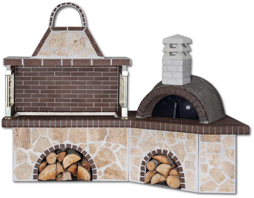 Code 0209 Gartengrill mit Steinofen, verblendet mit Porolyth und